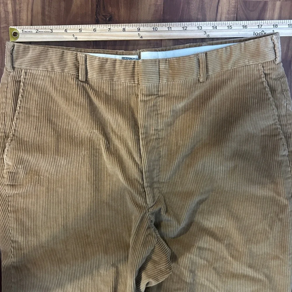 Vintage Nordstrom Mens Corduroy Pants 36x29 Tan Wide Wale Made in USA 80s